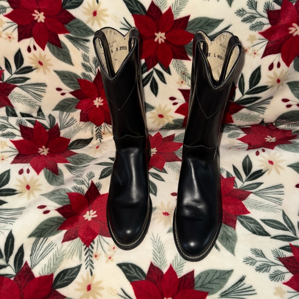 Justin Diamond J Boots 3703, size 6B, black leather, only worn once.